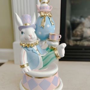 LARGE gold & Pastel color Balancing Mad Hatter Easter Bunny